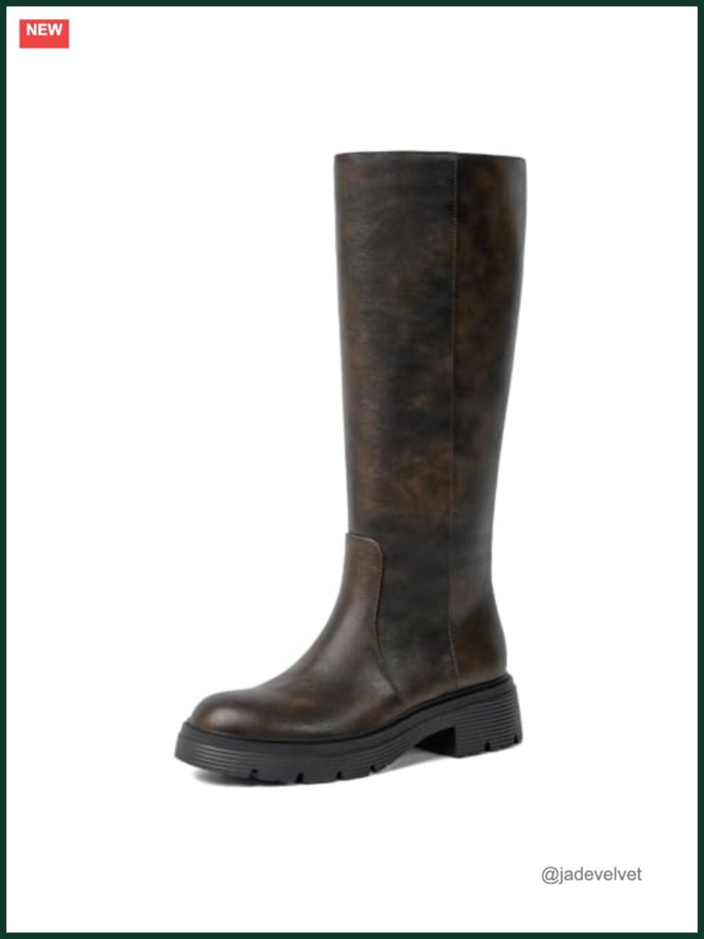 Women's Knee High Boots Chunky Block Heel Faux Leather Side Zip